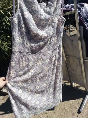 Lace-Textured Cowl Neck Midi Dress in Lavender